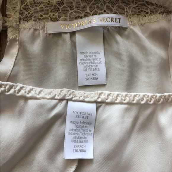 Victoria's Secret Satin & Lace Babydoll Cami Top & Shorts Pajama Set White SizeS - Picture 10 of 15